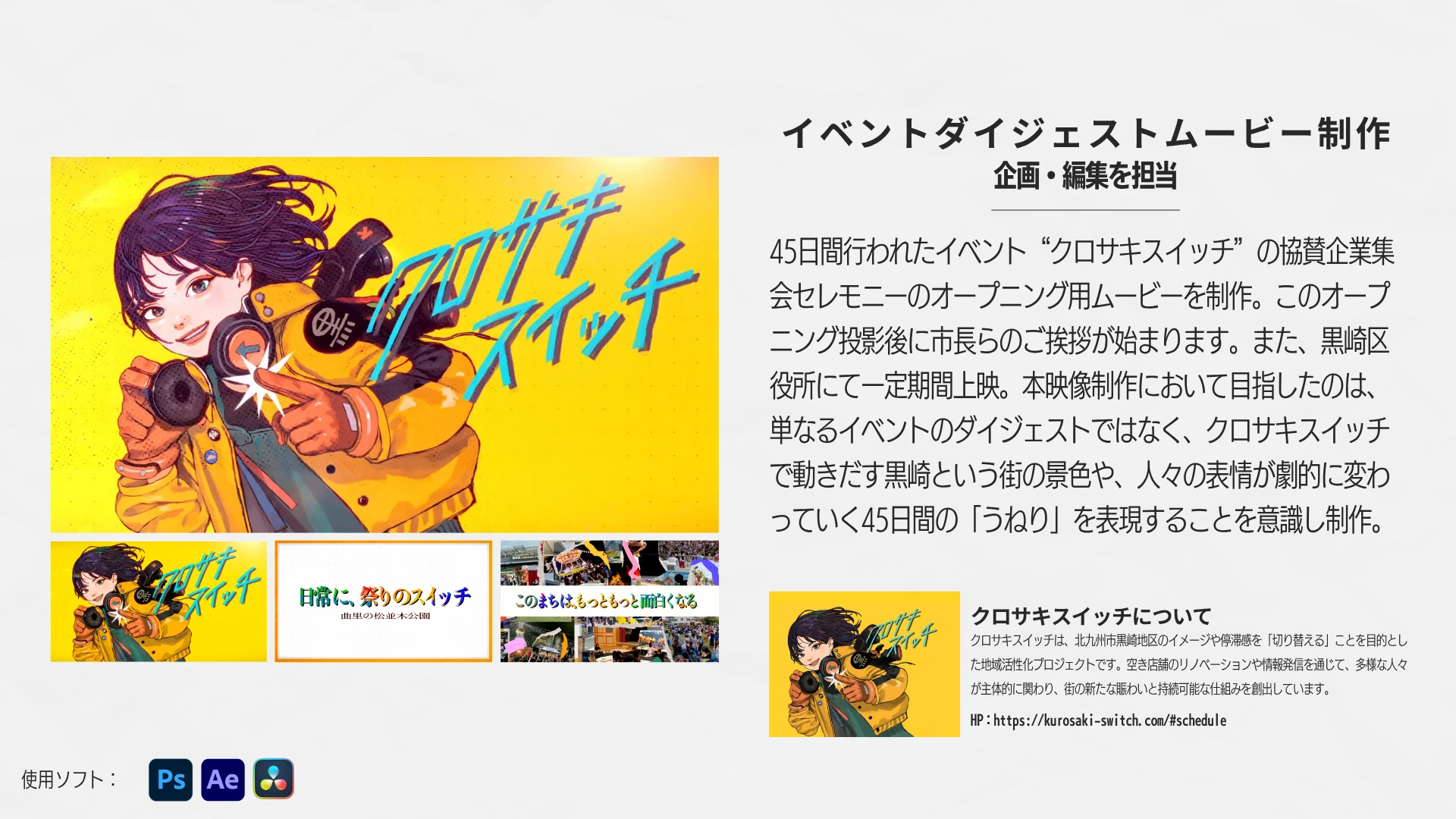 クロサキスイッチ オープニングムービーの元実績資料